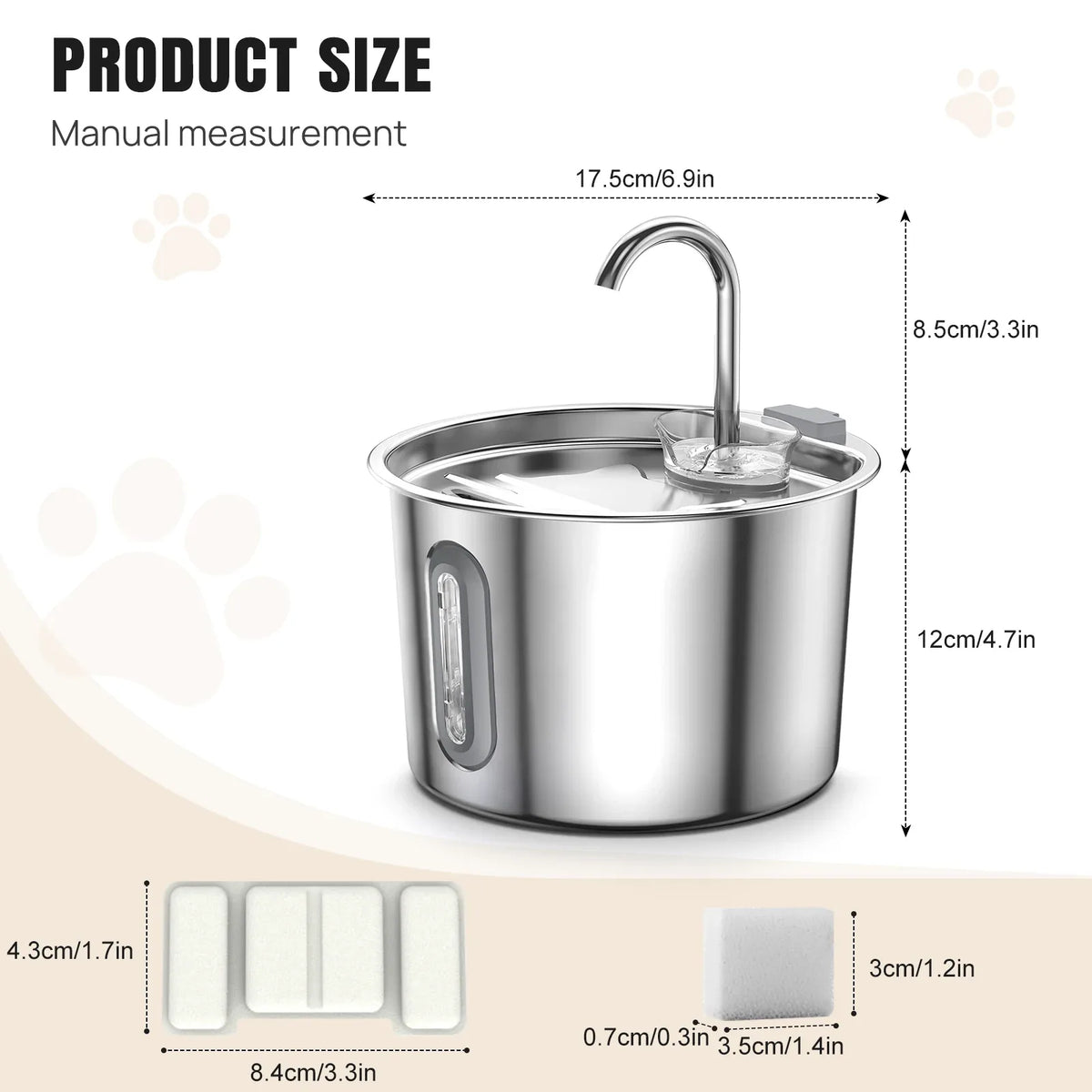 Fontaine à Eau Silencieuse en Inox pour chiens et chats